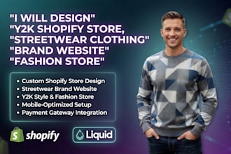 design y2k shopify store, streetwear clothing brand website