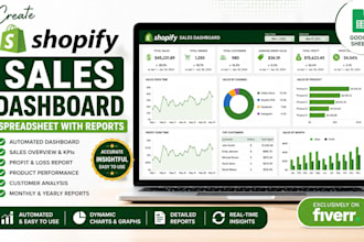 create shopify sales dashboard spreadsheet with reports