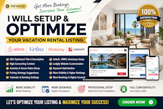 setup and optimize your airbnb, vrbo, hostaway and lodgify listing