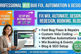 fix wix, setup wix automation, wix booking, and wix redesign