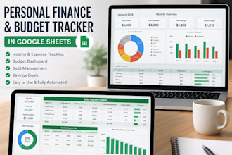 build custom google sheets budget tracker for personal finance, debt management