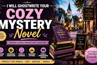 ghostwrite fiction, romance, mystery, or thriller ebooks