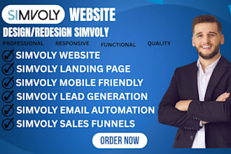 design, redesign and edit simvoly website simvoly landing page and funnels seo