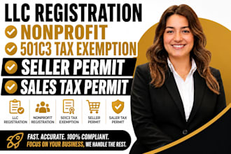 register US llc, nonprofit, 501c3 tax exemption, seller permit, sales tax permit