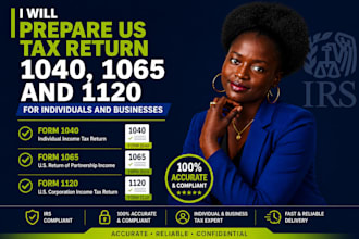 prepare US tax return 1040, 1065 and 1120 for individuals and businesses