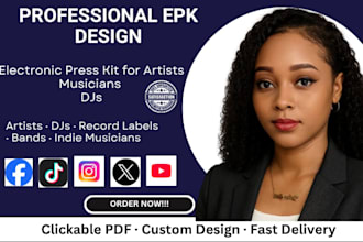 design a professional epk electronic press kit for artist musician and band