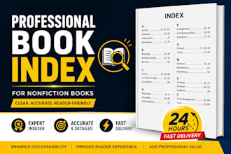 create a professional back of book index for your nonfiction book in 24 hours