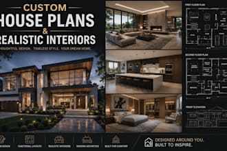 design custom house plans and realistic interiors