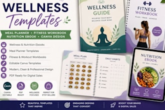 wellness template meal planner fitness workbook canva nutrition ebook