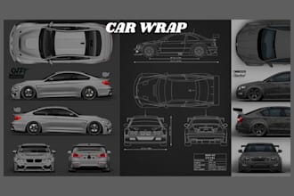 design print ready file for vehicle wrap, car wrap, van wrap and truck branding