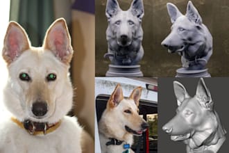realistic 3d dog bust model pet portrait custom german shepherd sculpt stl print