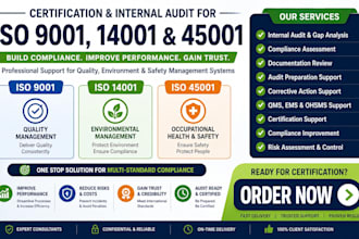 conduct iso 9001, 14001 and 45001 certification and internal audit support