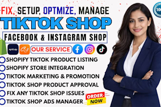 set up tiktok shop setup facebook shop setup instagram shop shopify dropshipping