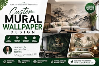 design custom mural wallpaper for home office or business