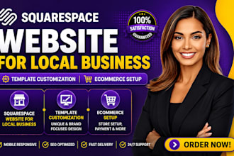 squarespace website for local business, template customization, ecommerce setup