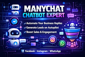 create manychat and uchat chatbot for instagram,facebook and whatsapp