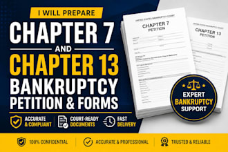 prepare and review bankruptcy petition and chapter 7 filing documents