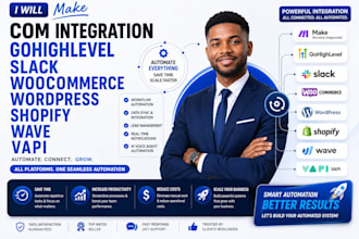 make com integration gohighlevel slack woocomerce wordpress shopify wave vapi