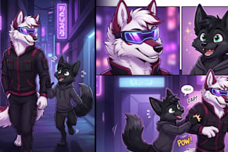 draw cute nsfw furry comic, erotic comic, oc furry, fursona oc, comic illustrate