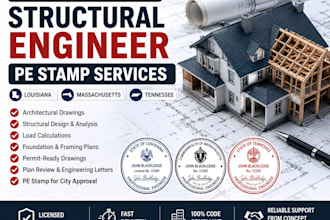 provide architectural, structural engineer pe stamp in louisiana massachusetts