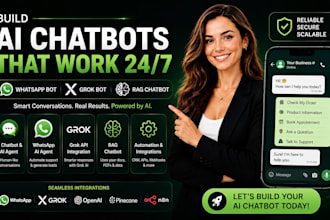 build ai chatbot whatsapp bot, grok bot, whatsapp ai agent rag chatbot