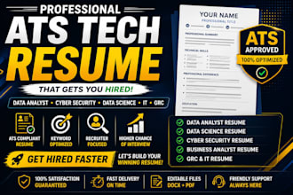 write ats resume for data analyst, cyber security, data science and IT jobs