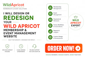 design or redesign your wild apricot membership, event management website