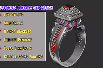 custom 3d jewelry design, luxury ring, iced out pendant stl, jewelry rendering