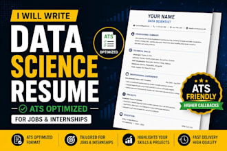 write ats optimized data analyst and data science resume for tech jobs