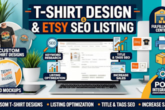 create tshirt design and etsy product listing for your etsy pod store