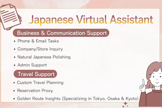 be your professional japanese virtual assistant for business and travel support