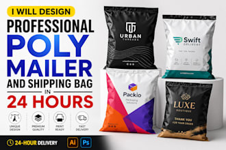 design professional poly mailer and shipping bag in 24 hours