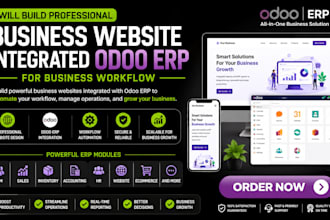 build professional business website integrated  odoo erp for business workflow