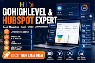 setup go highlevel hubspot email marketing newsletter campaign and sales funnel
