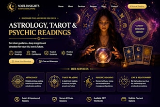 design horoscope tarot reading psychic reading astrology landing page