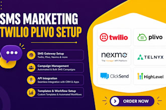 setup twilio plivo nexmo telnyx clicksend gohighlevel signalwire zapier klaviyo