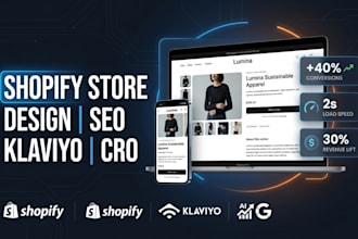 design shopify store, klaviyo shopify marketing, shopify SEO, shopify cro expert