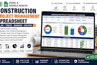 build construction project management spreadsheet in excel or google sheets