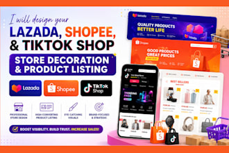 design your lazada, shopee, and tiktok shop store decoration and product listing