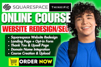 be thinkific website expert, organize and upload course thinkific landing page