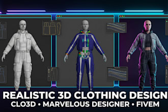realistic 3d clothing garment, clo3d marvelous designer secondlife fivem vrchat