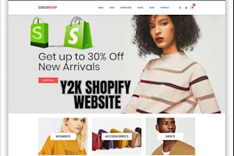 do y2k fashion shopify website clothing brand store aesthetic streetwear shop