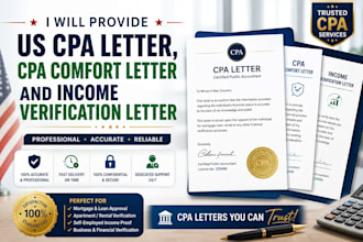 provide CPA comfort letter, US CPA letter and income verification letter