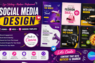 create and mordern canva social media design banner reels post stories