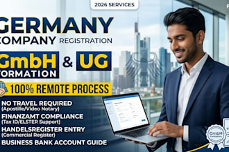 handle german company registration, gmbh formation, and ug setup