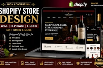 design profitable drink shopify store, liquor, beverages, juice, wine website