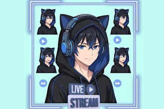 draw custom chibi pngtuber model for streaming and veadotube