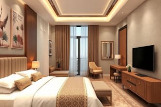 do visualization and interior design of hotel room