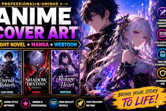 design anime light novel manga webtoon cover art professionally