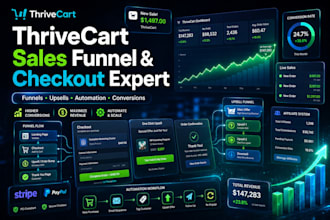 build high converting thrivecart sales funnel, checkout and automation